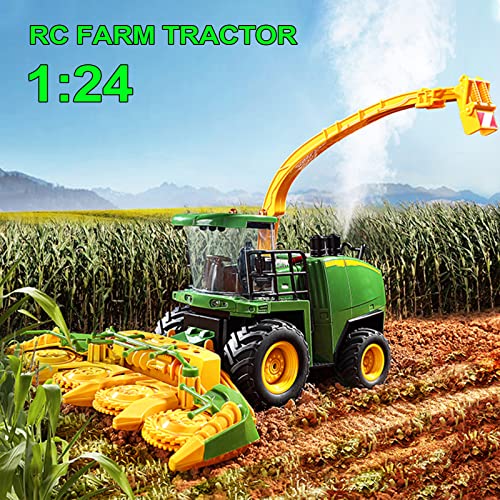 Remote Control Trucks Tractor Toy For Kids – 1:24 Rc Silage Harvester With Smoke Construction Vehicle Farm Tractors With Lights & Sounds Christmas Birthday Presents For Boys & Girls 3-8 Years Old - Construction Vehicle Activity Set